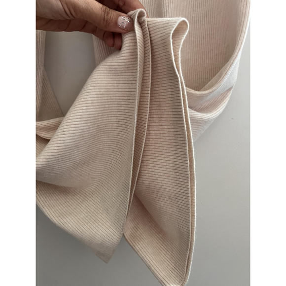 Nuuds Pants Womens 2XL Beige Ribbed Knit Wide Leg Lounge Pull On Soft Stretch - Picture 7 of 9